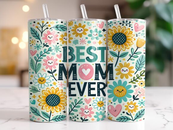 Best Mom Ever Floral 20 Oz Tumbler Wrap Graphics Review