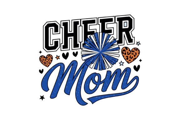 Cheer Mom Blue Pom Graphics for T-Shirt Designs