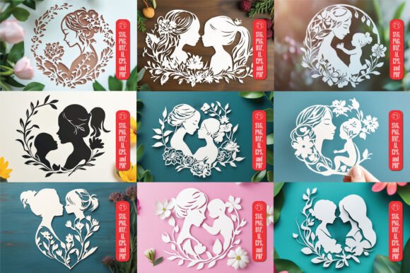 Paper Cut Mother’s Day SVG Bundle for Laser Cutting