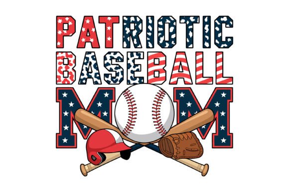 Patriotic Baseball Mom Design: Graphics for T-Shirt Designs