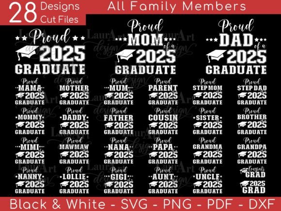 Proud Mama 2025 Graduate Graphics for T-Shirt Designs