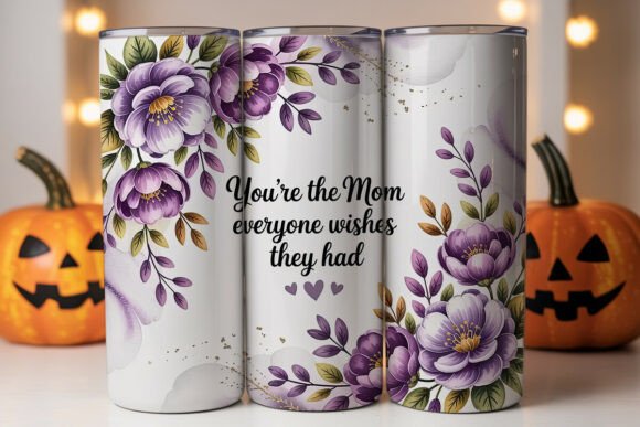 Purple Floral Mom Tumbler Wraps: Graphics Review