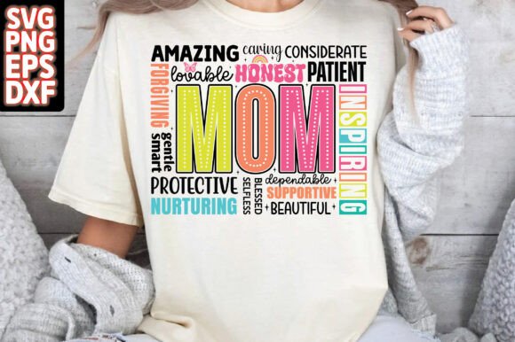 Retro Blessed Mom Graphics for T-Shirt Designs