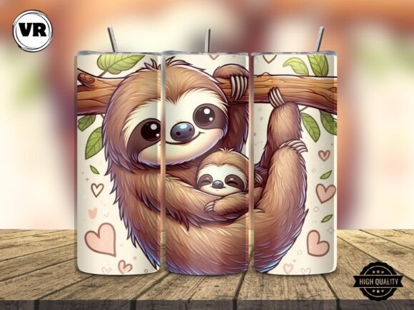 Sloth Mom Bab Tumbler Wrap 20oz Png: Graphics for Wraps