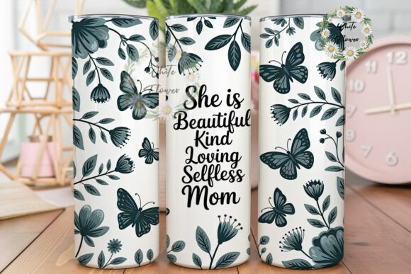 Teal Butterfly Mom: Graphics for Tumbler Wraps